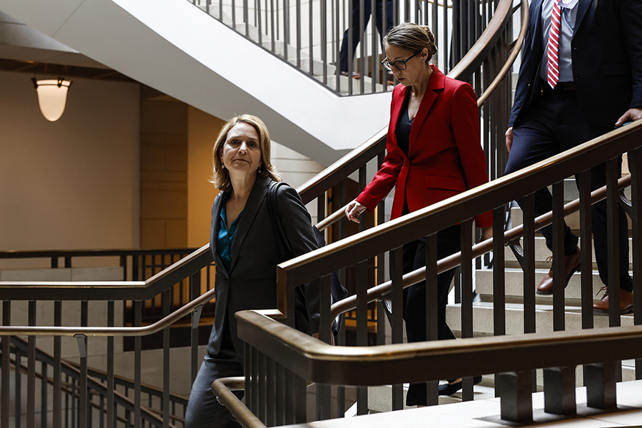 U.S. Deputy Defense Secretary Kathleen Hicks arrives at a classified briefing on artificial intelligence for the Senate at the U.S. Capitol Building in July.  (Photo by Anna Moneymaker/Getty Images)