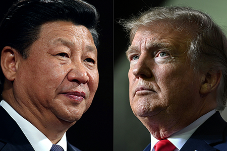 Even before taking office, President-elect Donald Trump (R) has challenged Chinese President Xi Jinping by threatening to impose new tariffs on his country. (Photos by Dan Kitwood and Nicholas Kamm/Pool/AFP via Getty Images)