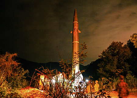 A Chinese rocket during the combat readiness patrol and military exercises last year around the Taiwan Island. As with Russia and the United States, China is modernizing its nuclear arsenal. (Photo by Liu Mingsong/Xinhua via Getty Images)