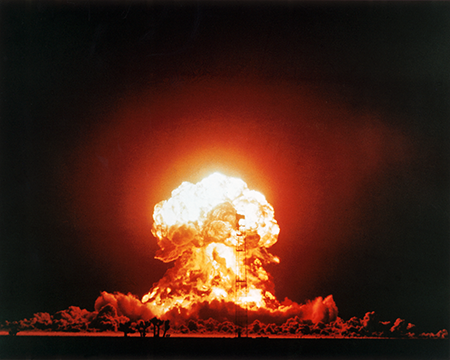 Badger, part of U.S. Operation Upshot-Knothole, was a 23 kiloton tower shot fired April 18, 1953, at the Nevada Test Site. Some advisers are urging U.S. President Donald Trump to resume U.S. nuclear testing after a 33-year hiatus but Trump’s nominee to lead the National Nuclear Security Administration, Brandon Williams, told the Senate Armed Services Committee that he would not recommend it. (Photo by © CORBIS/Corbis via Getty Images)